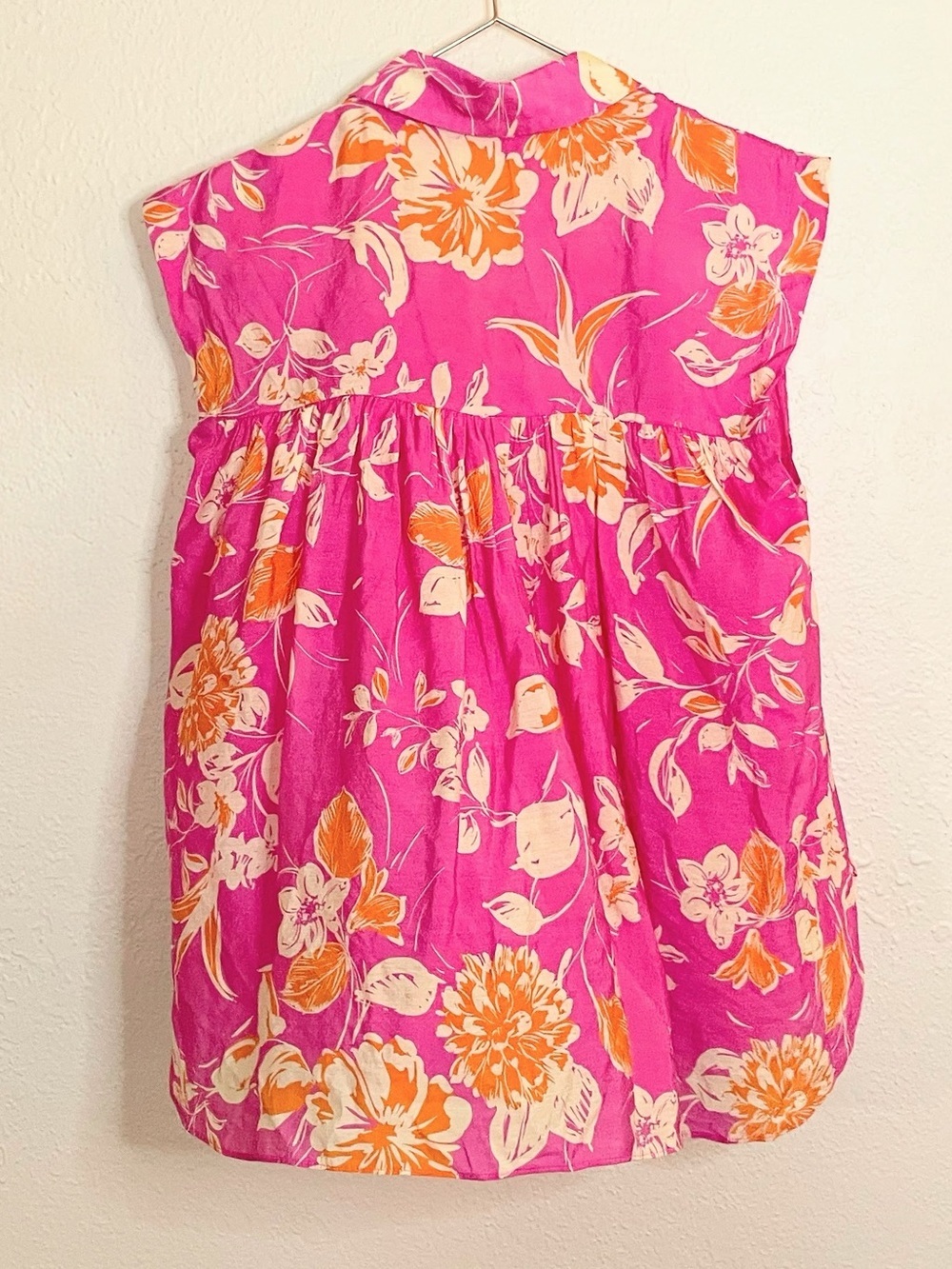 Fate Pink Orange Floral Button Front Blouse Small - Picture 5 of 9